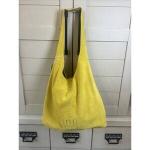Haute Hippie Leather Festival Suede Hobo Yellow Gold Purse Accessory Bag New